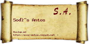Soós Antos névjegykártya